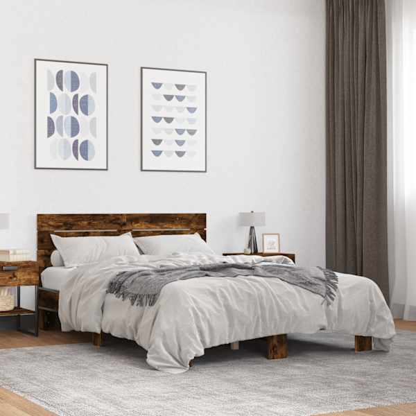Voodiraam, suitsutatud tamm, 140 × 200 cm, tehispuit — mudel 3280149
