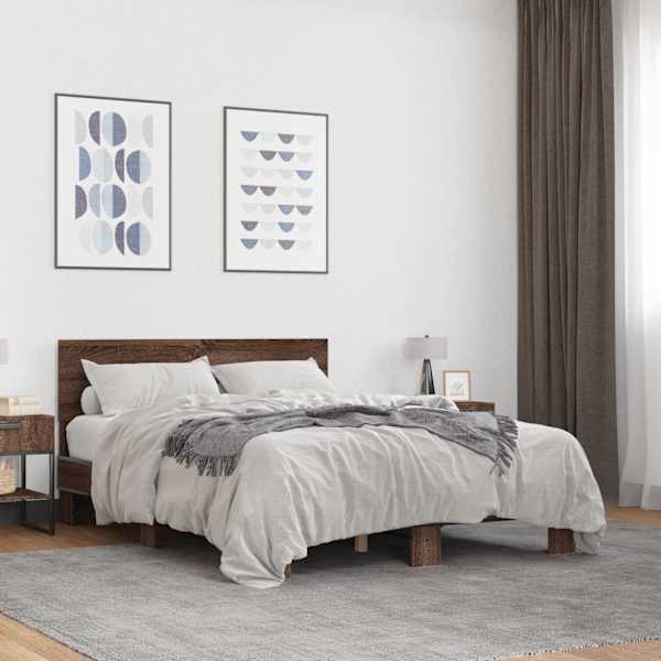 Voodiraam, pruun tamm, 120 × 200 cm, tehispuit — mudel 3280201