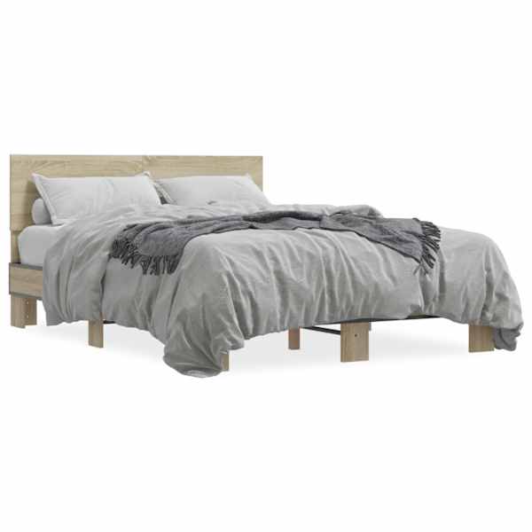 Voodiraam, sonoma tamm, 135 × 190 cm, tehispuit — mudel 3280208
