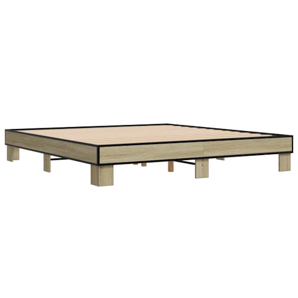 Voodiraam, sonoma tamm, 160 × 200 cm, tehispuit — mudel 3280228