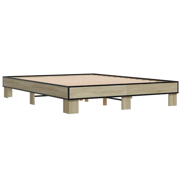 Voodiraam, sonoma tamm, 150 × 200 cm, tehispuit — mudel 3280233