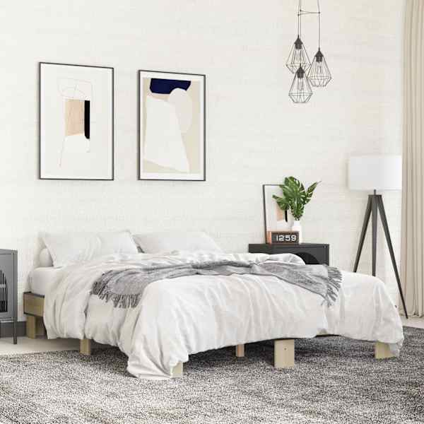 Voodiraam, sonoma tamm, 150 × 200 cm, tehispuit — mudel 3280233