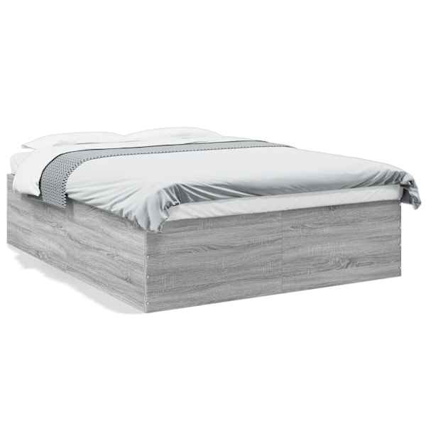Voodiraam, hall sonoma tamm, 160 × 200 cm, tehispuit — mudel 3280914