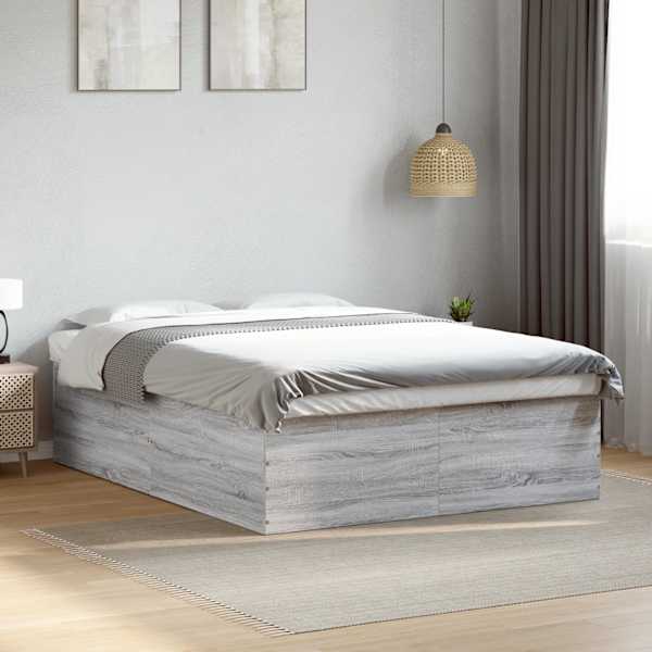 Voodiraam, hall sonoma tamm, 160 × 200 cm, tehispuit — mudel 3280914