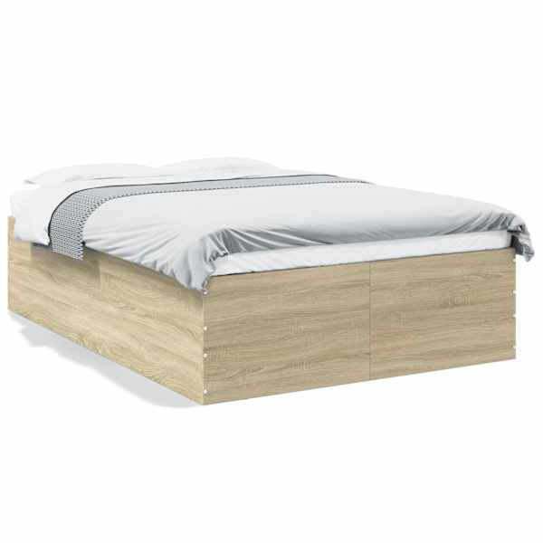 Voodiraam, sonoma tamm, 135 × 190 cm, tehispuit — mudel 3280946