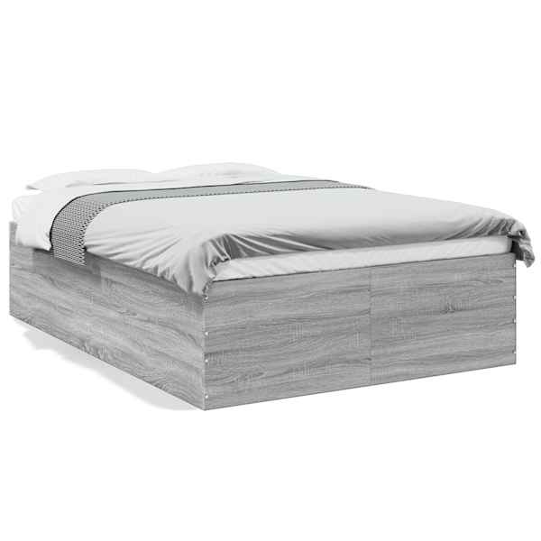 Voodiraam, hall sonoma tamm, 135 × 190 cm, tehispuit — mudel 3280949