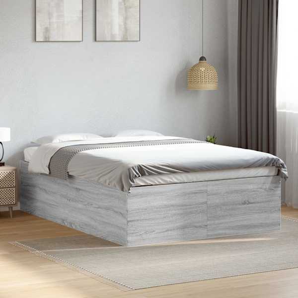 Voodiraam, hall sonoma tamm, 135 × 190 cm, tehispuit — mudel 3280949