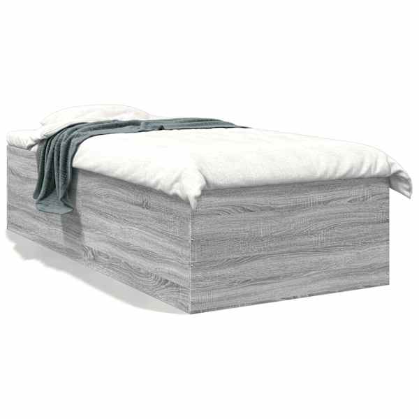 Voodiraam, hall sonoma tamm, 100 × 200 cm, tehispuit — mudel 3280963