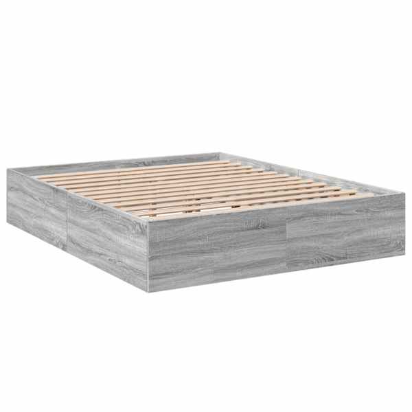 Voodiraam, hall sonoma tamm, 150 × 200 cm, tehispuit — mudel 3281012