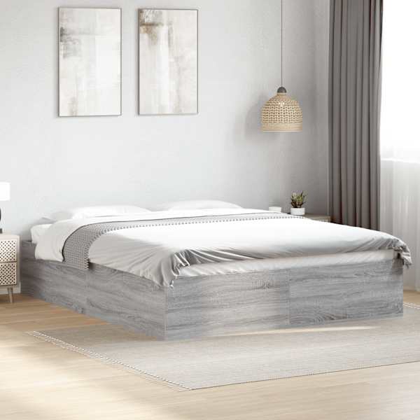 Voodiraam, hall sonoma tamm, 150 × 200 cm, tehispuit — mudel 3281012