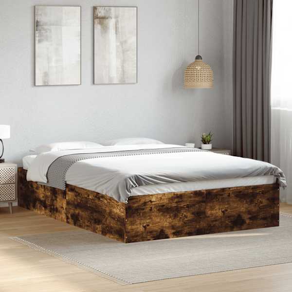Voodiraam, suitsutatud tamm, 120 × 190 cm, tehispuit — mudel 3281046