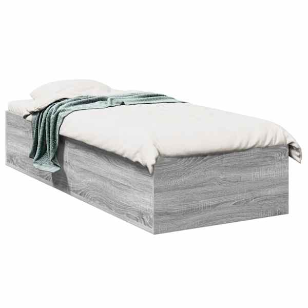 Voodiraam, hall sonoma tamm, 90 × 190 cm, tehispuit — mudel 3281068