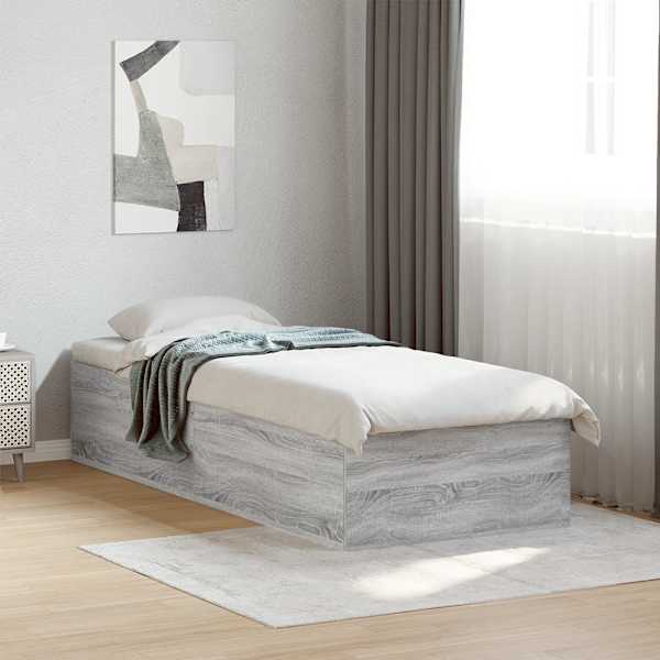 Voodiraam, hall sonoma tamm, 90 × 190 cm, tehispuit — mudel 3281068