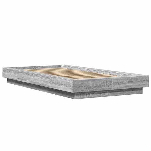 Voodiraam, hall sonoma tamm, 100 × 200 cm, tehispuit — mudel 3281208