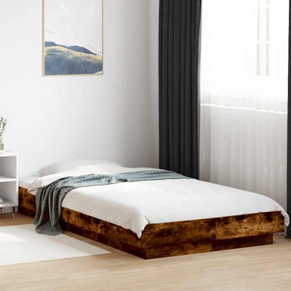 Voodiraam, suitsutatud tamm, 90 × 200 cm, tehispuit — mudel 3281214
