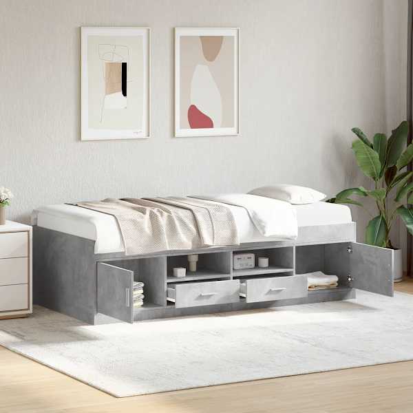 Sahtlitega diivanvoodi, betoonhall, 90 × 200 cm — mudel 3280247