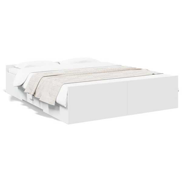 Sahtlitega voodiraam, valge, 140 × 200 cm — mudel 3280293