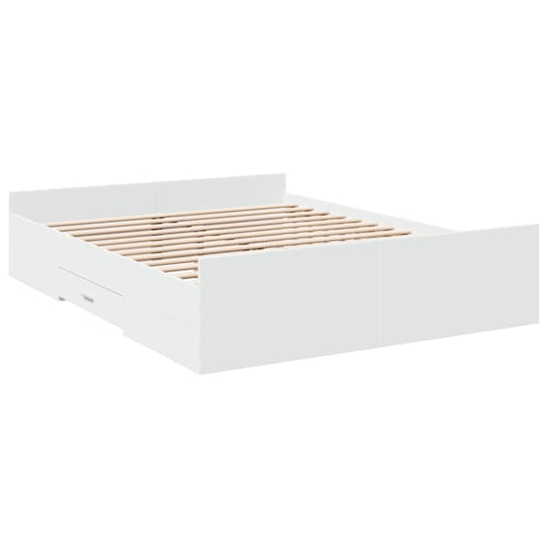 Sahtlitega voodiraam, valge, 140 × 200 cm — mudel 3280293