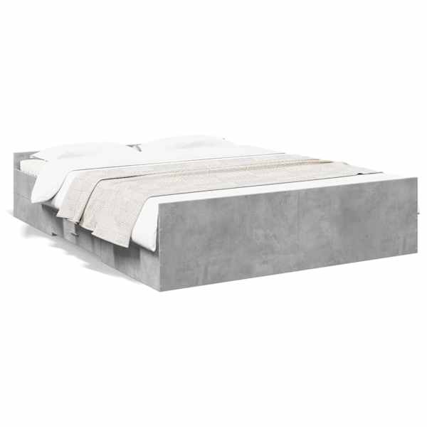 Sahtlitega voodiraam, betoonhall, 140 × 200 cm, tehispuit — mudel 3280296