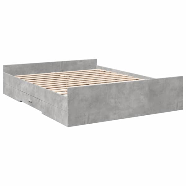 Sahtlitega voodiraam, betoonhall, 140 × 200 cm, tehispuit — mudel 3280296