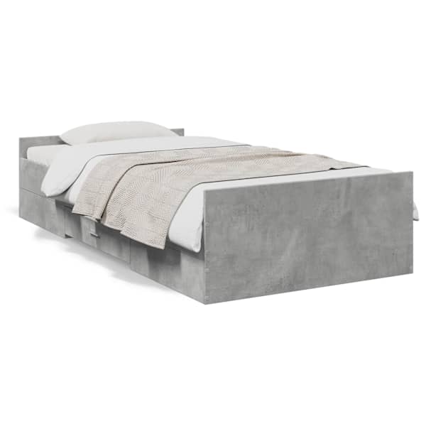 Sahtlitega voodiraam, betoonhall, 75 × 190 cm, tehispuit — mudel 3280352