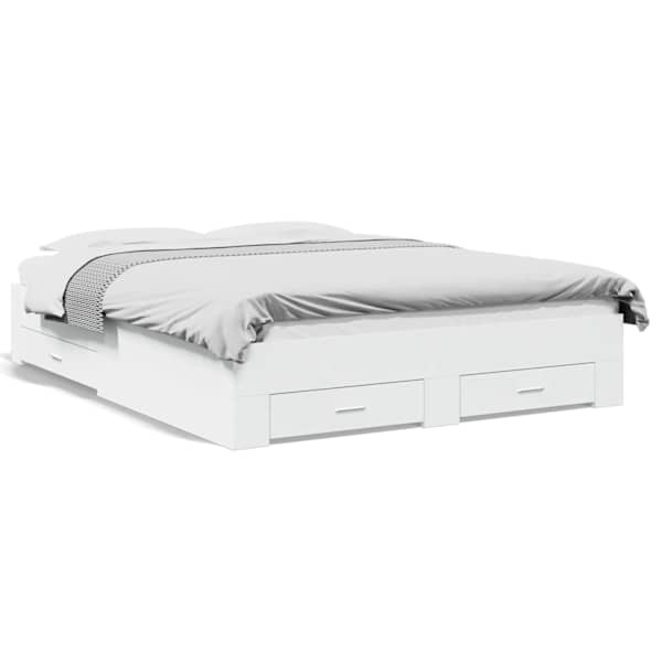 Sahtlitega voodiraam, valge, 160 × 200 cm — mudel 3280370
