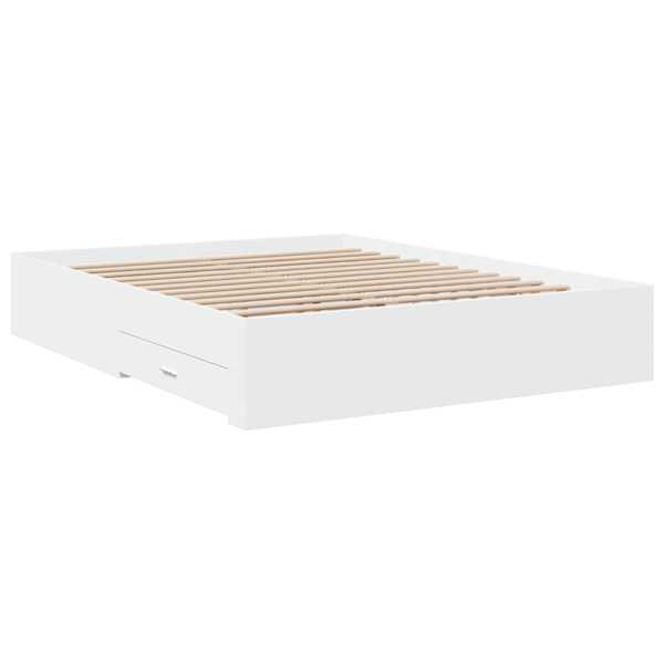 Sahtlitega voodiraam, valge, 160 × 200 cm — mudel 3280370