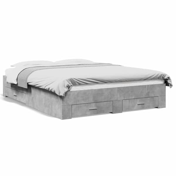 Sahtlitega voodiraam, betoonhall, 160 × 200 cm, tehispuit — mudel 3280373