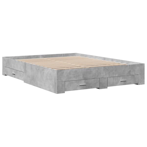 Sahtlitega voodiraam, betoonhall, 160 × 200 cm, tehispuit — mudel 3280373