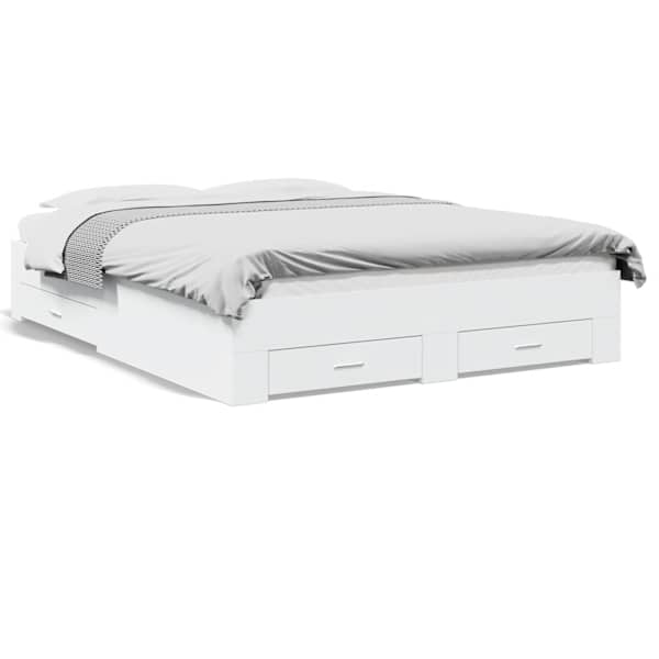 Sahtlitega voodiraam, valge, 150 × 200 cm — mudel 3280377