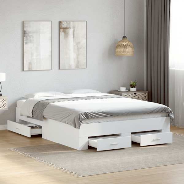 Sahtlitega voodiraam, valge, 140 × 190 cm — mudel 3280398