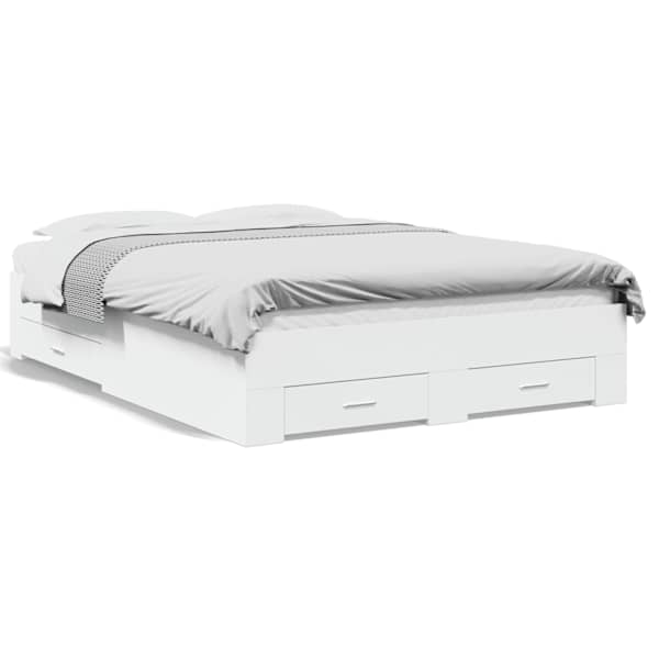Sahtlitega voodiraam, valge, 135 × 190 cm — mudel 3280405