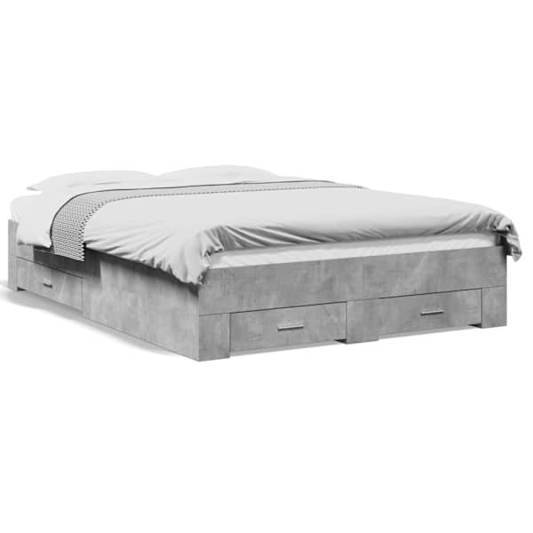 Sahtlitega voodiraam, betoonhall, 135 × 190 cm, tehispuit — mudel 3280408