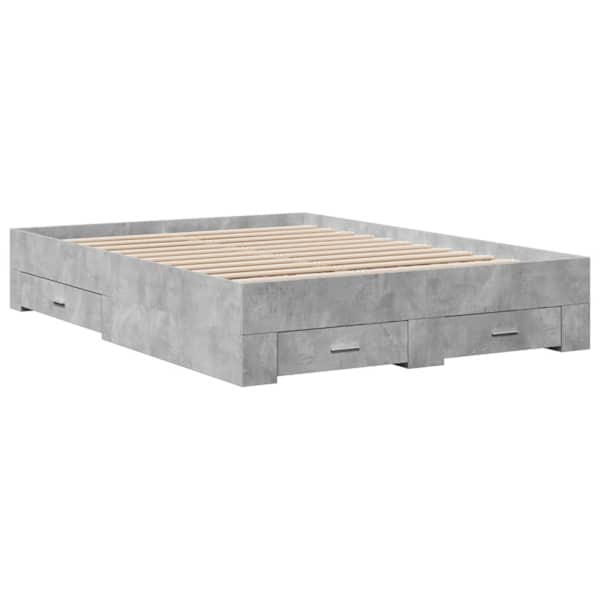 Sahtlitega voodiraam, betoonhall, 135 × 190 cm, tehispuit — mudel 3280408