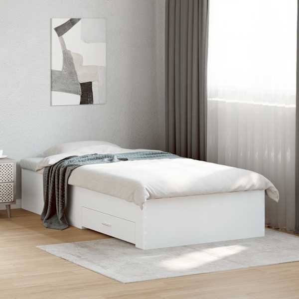Sahtlitega voodiraam, valge, 100 × 200 cm — mudel 3280419
