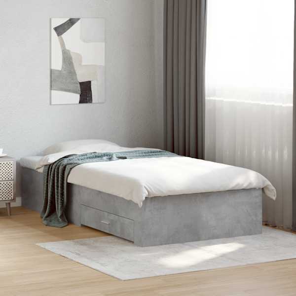 Sahtlitega voodiraam, betoonhall, 100 × 200 cm, tehispuit — mudel 3280422