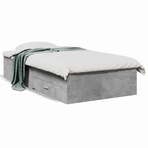 Sahtlitega voodiraam, betoonhall, 90 × 200 cm, tehispuit — mudel 3280429