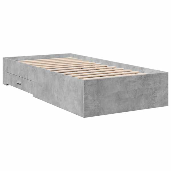 Sahtlitega voodiraam, betoonhall, 90 × 200 cm, tehispuit — mudel 3280429