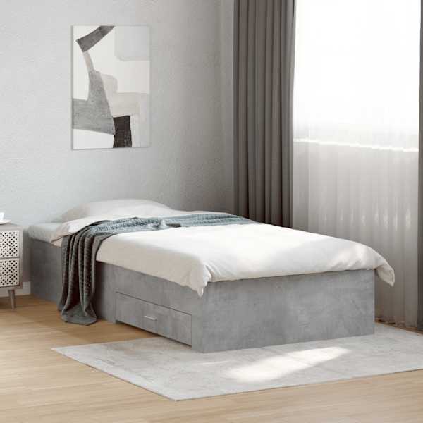 Sahtlitega voodiraam, betoonhall, 90 × 200 cm, tehispuit — mudel 3280429