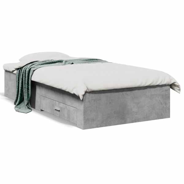 Sahtlitega voodiraam, betoonhall, 75 × 190 cm, tehispuit — mudel 3280443