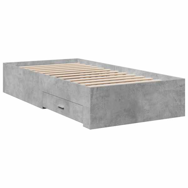 Sahtlitega voodiraam, betoonhall, 75 × 190 cm, tehispuit — mudel 3280443