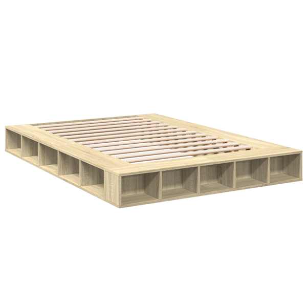 Voodiraam, sonoma tamm, 150 × 200 cm, tehispuit — mudel 3280470