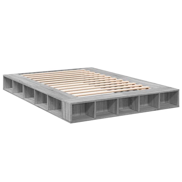 Voodiraam, hall sonoma tamm, 140 × 200 cm, tehispuit — mudel 3280480