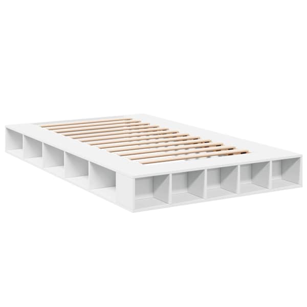 Voodiraam, valge, 120 × 200 cm, tehispuit — mudel 3280482