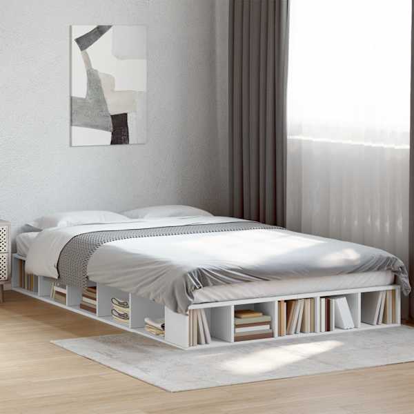 Voodiraam, valge, 120 × 200 cm, tehispuit — mudel 3280482