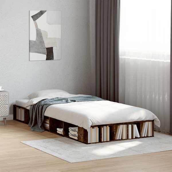 Voodiraam, suitsutatud tamm, 90 × 200 cm, tehispuit — mudel 3280521