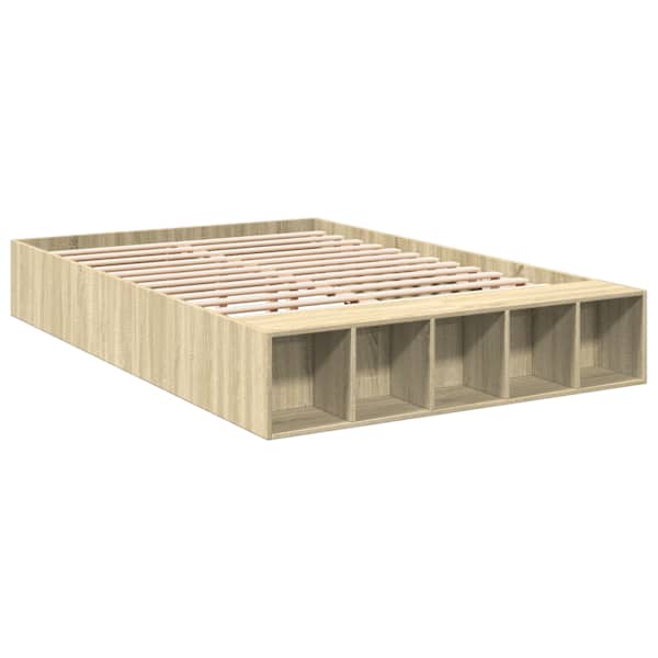Voodiraam, sonoma tamm, 135 × 190 cm, tehispuit — mudel 3280589