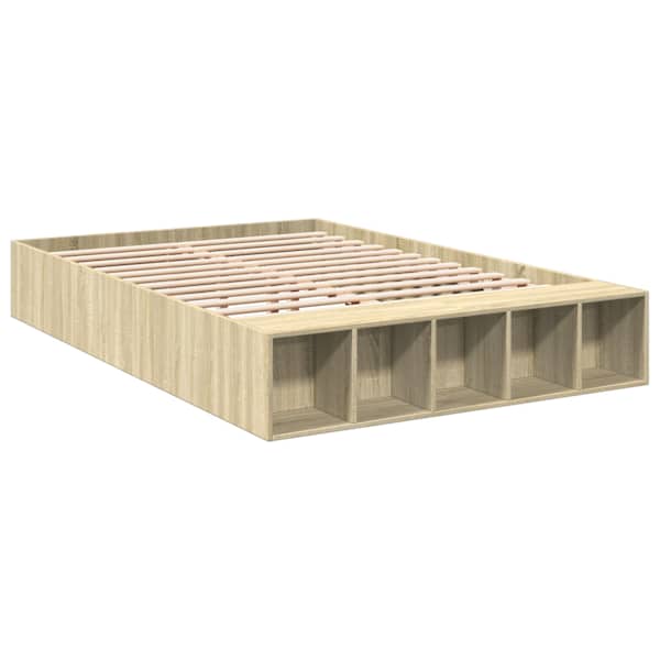 Voodiraam, sonoma tamm, 120 × 190 cm, tehispuit — mudel 3280596