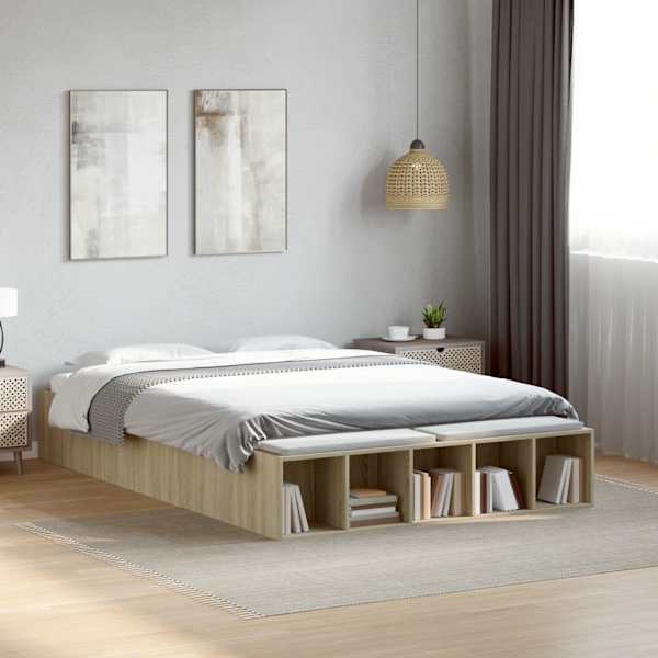 Voodiraam, sonoma tamm, 120 × 190 cm, tehispuit — mudel 3280596