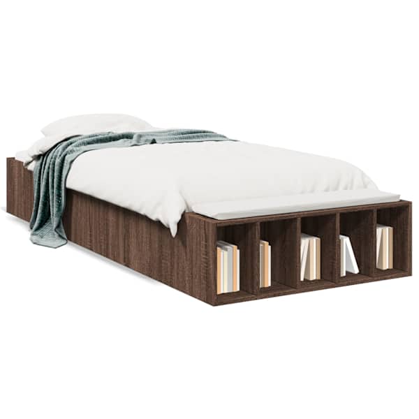 Voodiraam, pruun tamm, 90 × 200 cm, tehispuit — mudel 3280614